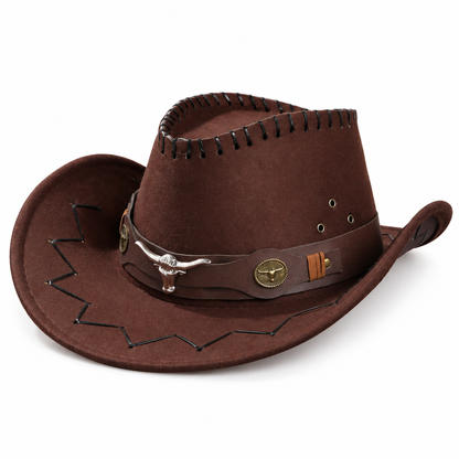 🤠 Longhorn Western Cowboy Hat – For the Spirit That Follows Its Own Trail