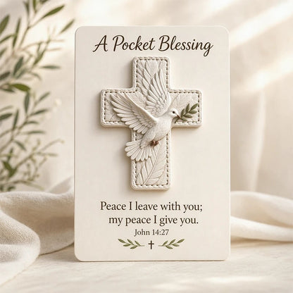 🕊️🕊️ Handmade 3D Bird Pocket Cross -🙏 Genuine Leather Portable Blessing, Includes Scripture Card 💕