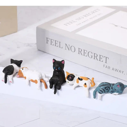 ⏰🔥LAST DAY 49% OFF - Hand-Painted Mini Cat Desk Figurines 😺 Set of 5 Cute Cartoon Kitty Companions