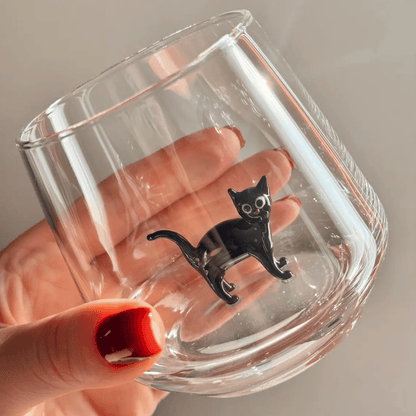 🐱🐱 Handmade Murano Glass Cat Wine Glass