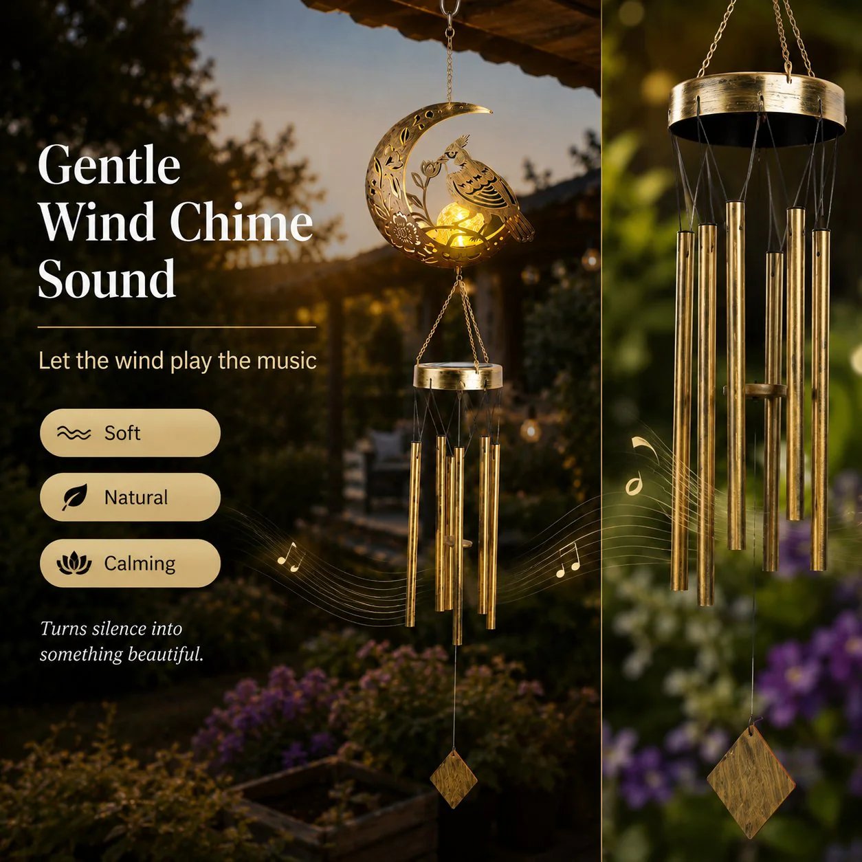 🌙✨ Moon Courtyard Solar Wind Chime