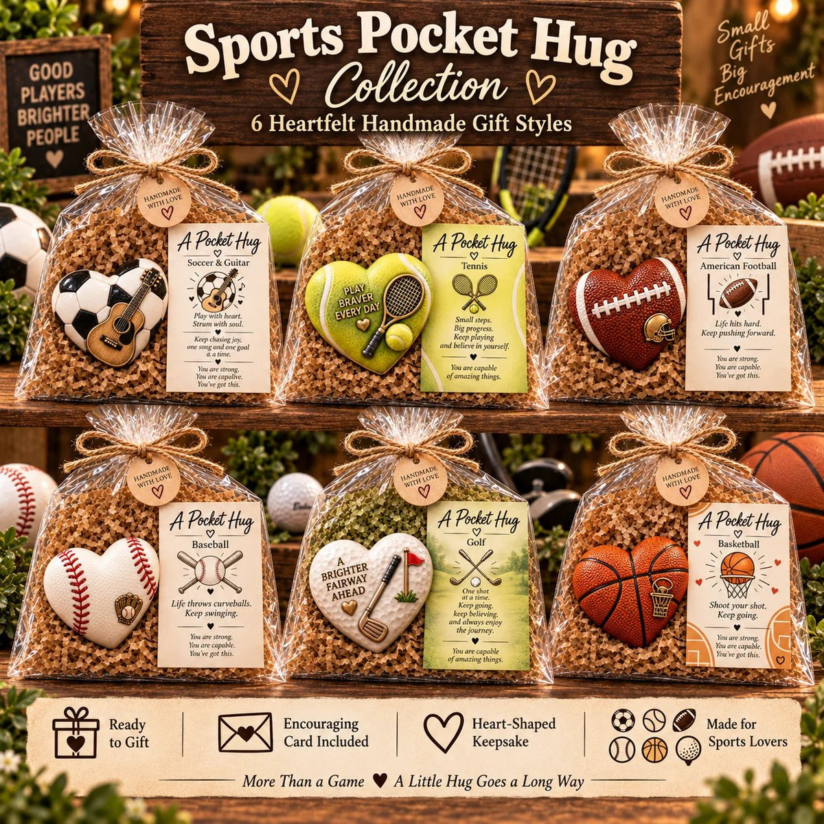 🏆🏆  Sports Pocket Hug – Inspirational Keepsake Gift for Athletes & Sports Lovers ❤️