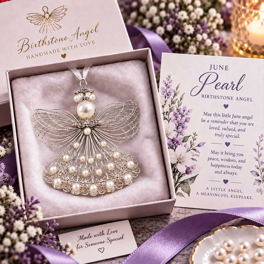 ⏳ ⏳Last Day 50% OFF – 👼Handmade Birthstone Angel Wire Ornament |12 Meaningful Birthstone Colors with Keepsake Card ✨