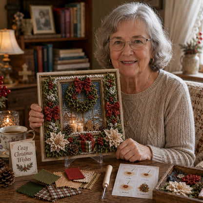 🔥🔥 LAST DAY 50% OFF – 🎄🧵 Premium 3D Christmas Fabric Poke Art Kit | No-Sew Holiday Craft with Pre-Punched Board, Fabric Squares & Display Stand 🎅✨