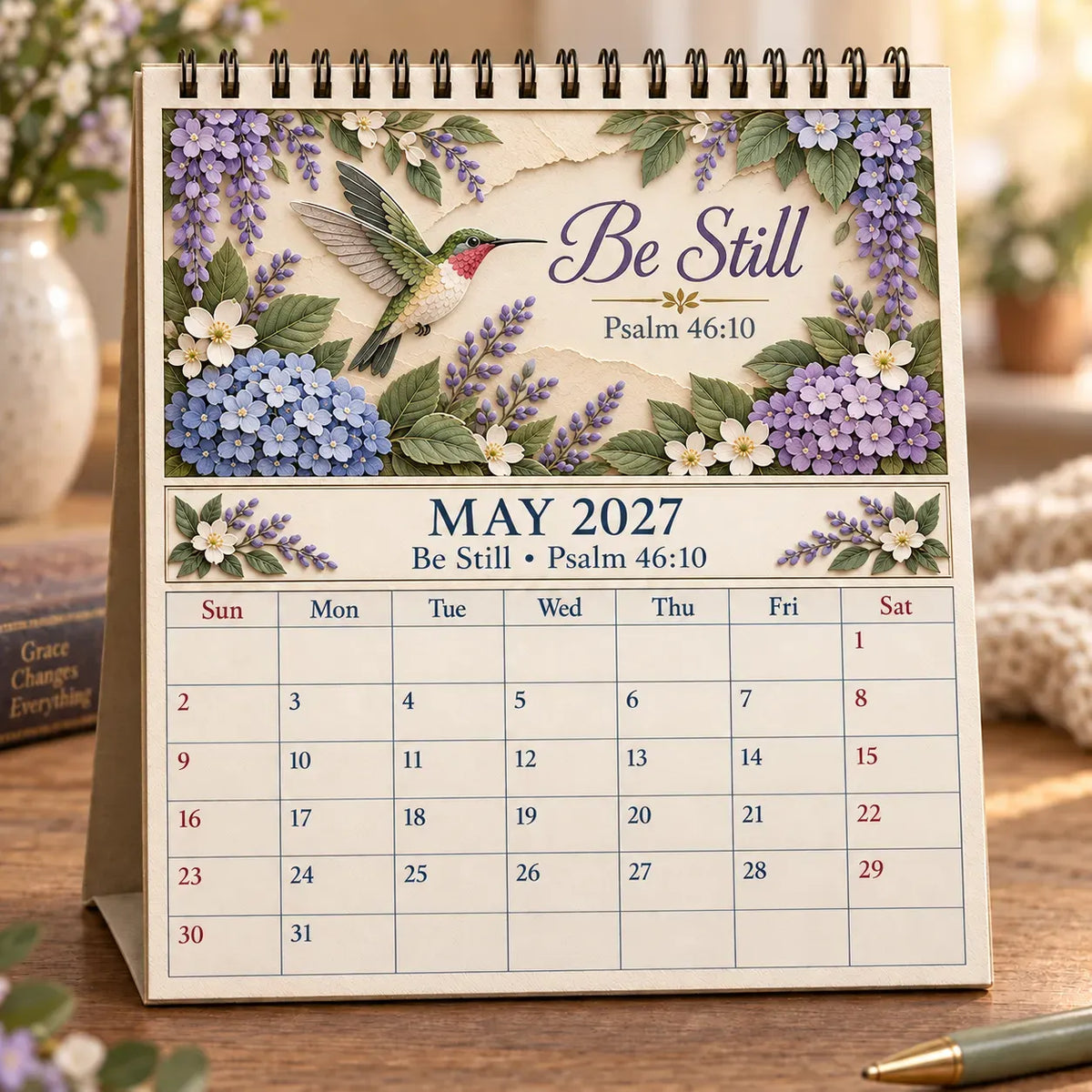 ✝️✝️ 3D Christian Calendar 2027 | 12 Scripture Designs with Nature Scenes, Birds & Flowers for Faith-Filled Homes & Meaningful Gifts 🎁