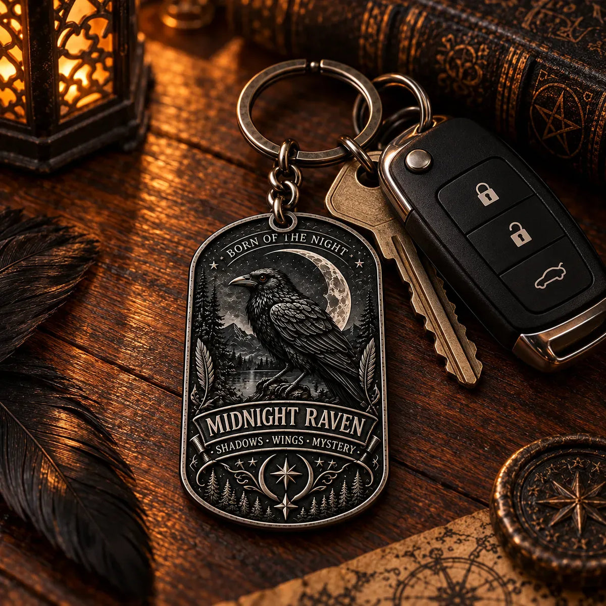 🐦‍⬛ Midnight Raven Keychain – Gothic Guardian Charm For Your Everyday Carry