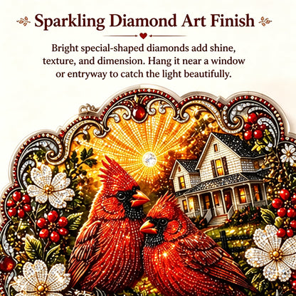 ✨🐦Beginner-Friendly-🐦Cardinals & Sunrise Diamond Art Hanging Ornament Kit