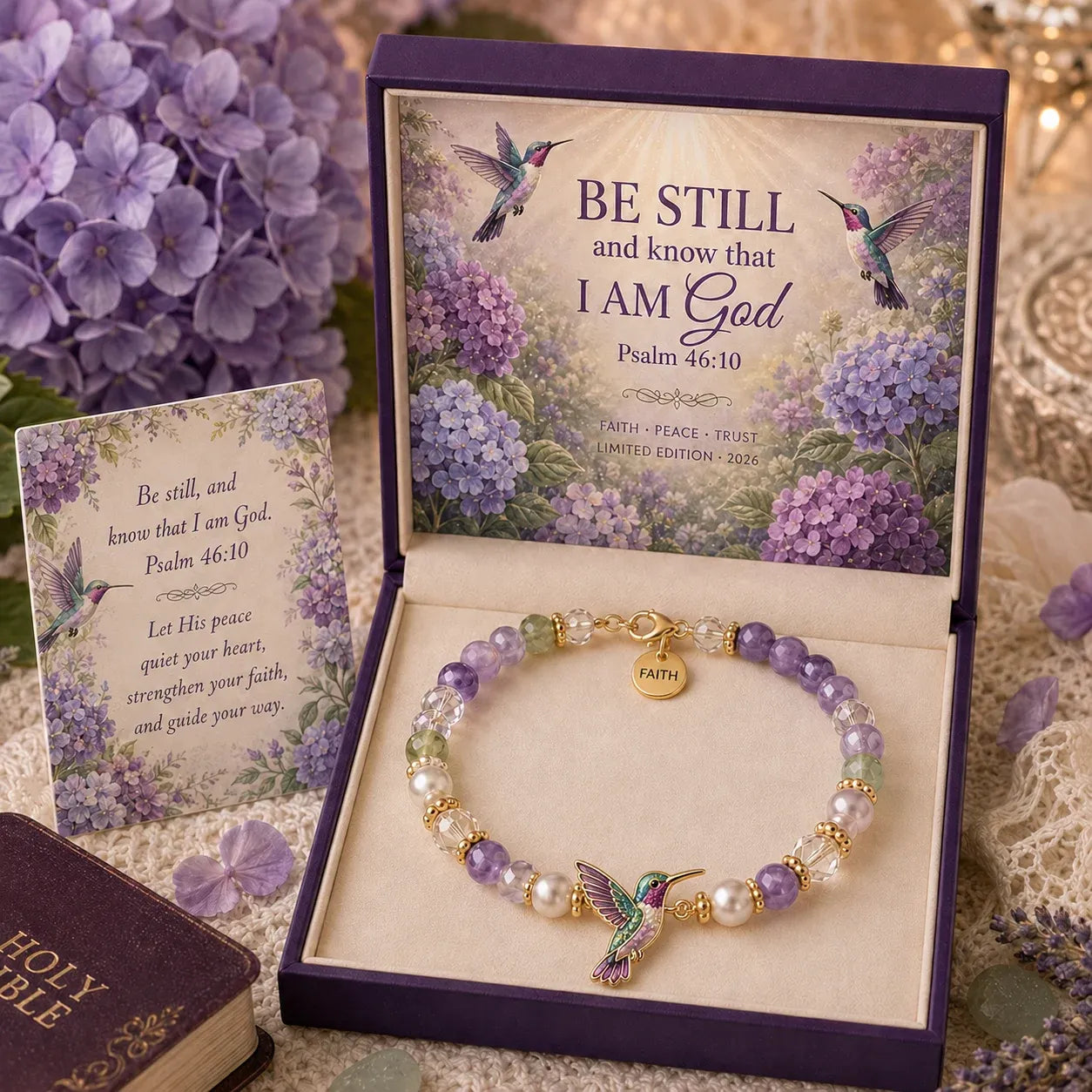 🎅🎅 2026 Christmas Gift 50% Off--✝️ Psalm 46:10 Faith Bracelet | Limited Edition 2026 Christian Jewelry with 7 Meaningful Nature Symbols, Gemstone-Style Beads & Scripture Gift Box 🤍