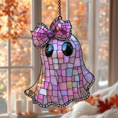 Coquette Pink Ghost Acrylic Suncatcher