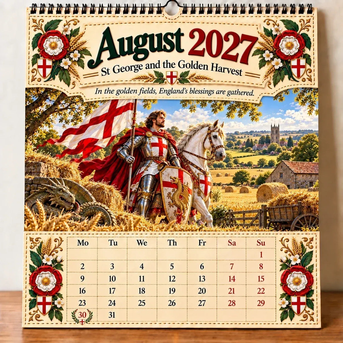 🗡️🐉 2027 England St George “Faith, Courage & Protection” Wall Calendar📅