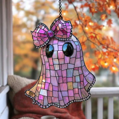 Coquette Pink Ghost Acrylic Suncatcher