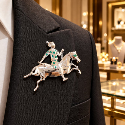 ✨ Handmade 925 Sterling Silver Equestrian Brooch – 2-in-1 Suit Pocket Accessory🐎🕴️