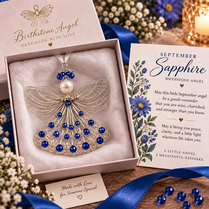 ⏳ ⏳Last Day 50% OFF – 👼Handmade Birthstone Angel Wire Ornament |12 Meaningful Birthstone Colors with Keepsake Card ✨