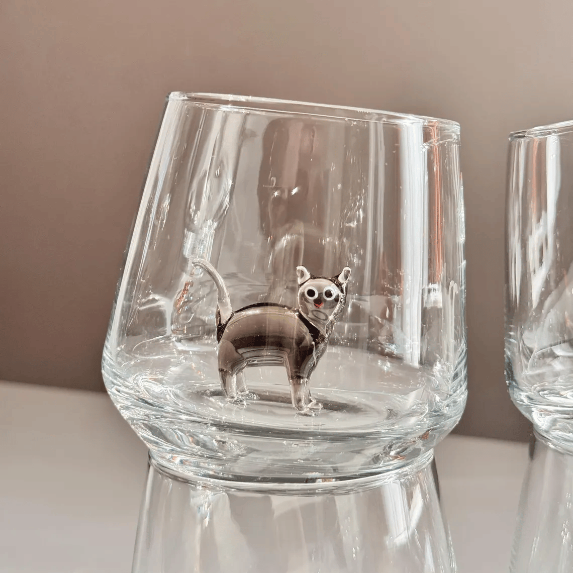 🐱🐱 Handmade Murano Glass Cat Wine Glass