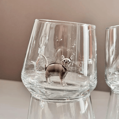 🐱🐱 Handmade Murano Glass Cat Wine Glass