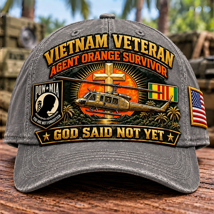 🇺🇸 Last Day Promo: 49% OFF✝️Vietnam Veteran Agent Orange Survivor God Said Not Yet Baseball Cap🎖️
