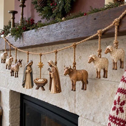 🌹✝️🎄Handcrafted Wooden Nativity Garland(📦Buy 2 Free Shipping)