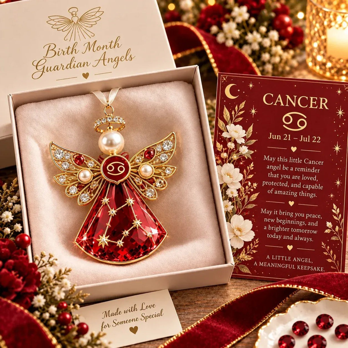 👼 Weihnachtliche Sternzeichen-Schutzengel-Erinnerungsstücke | 12 Sternzeichen mit juwelenfarbenen Designs & bedeutungsvollen Geschenkkarten ✨