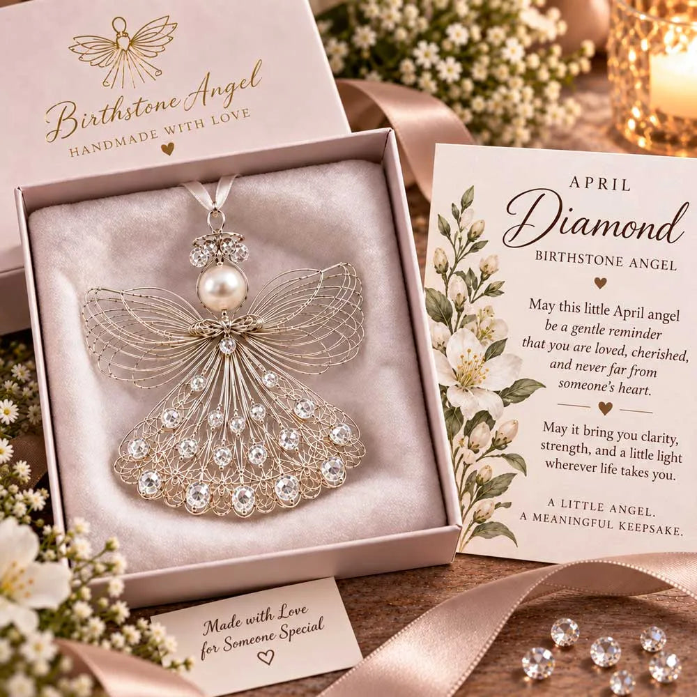 ⏳ ⏳Last Day 50% OFF – 👼Handmade Birthstone Angel Wire Ornament |12 Meaningful Birthstone Colors with Keepsake Card ✨