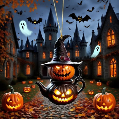 🎃 Halloween Pumpkin Teapot Ornament