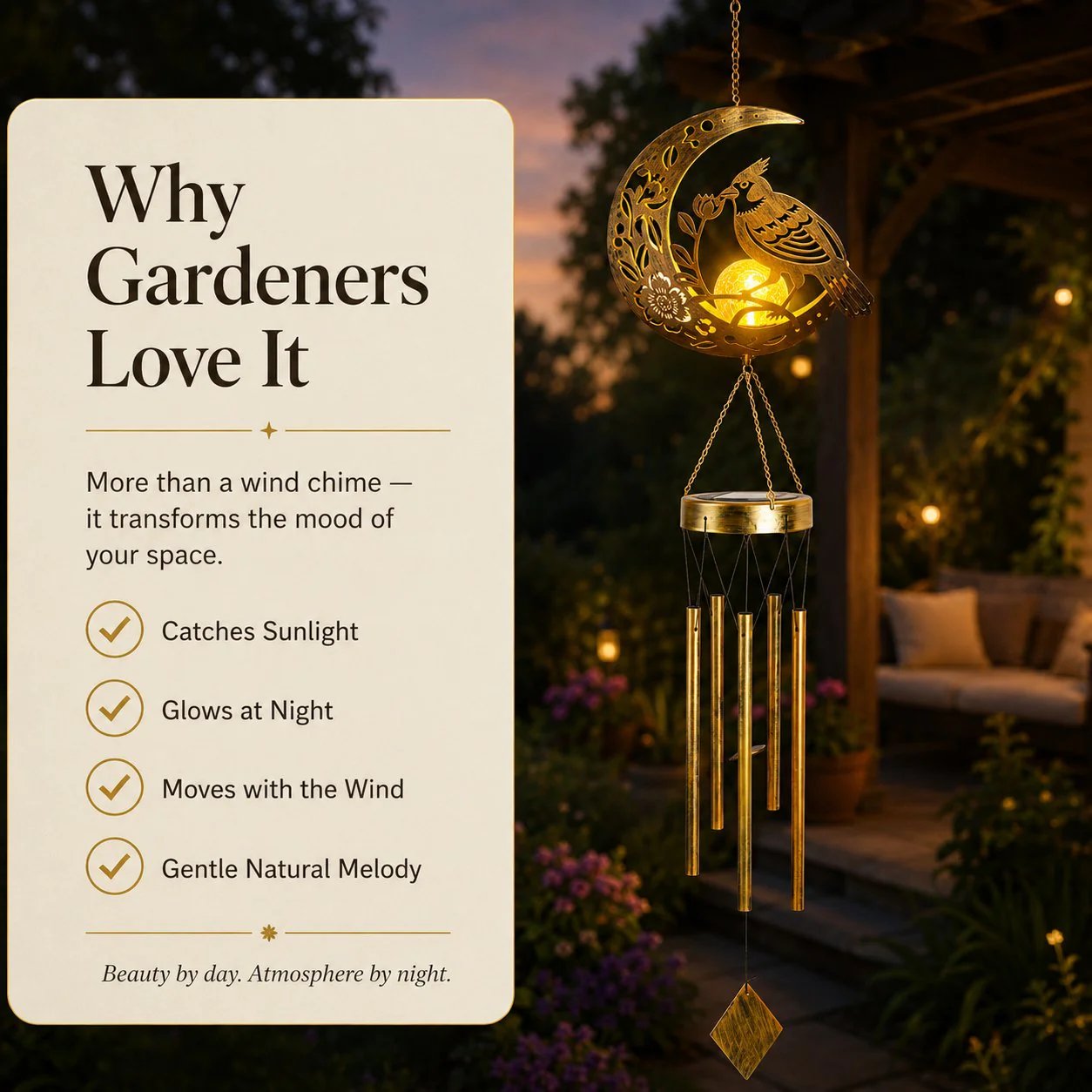 🌙🌙✨ Moon Courtyard Solar Wind Chime