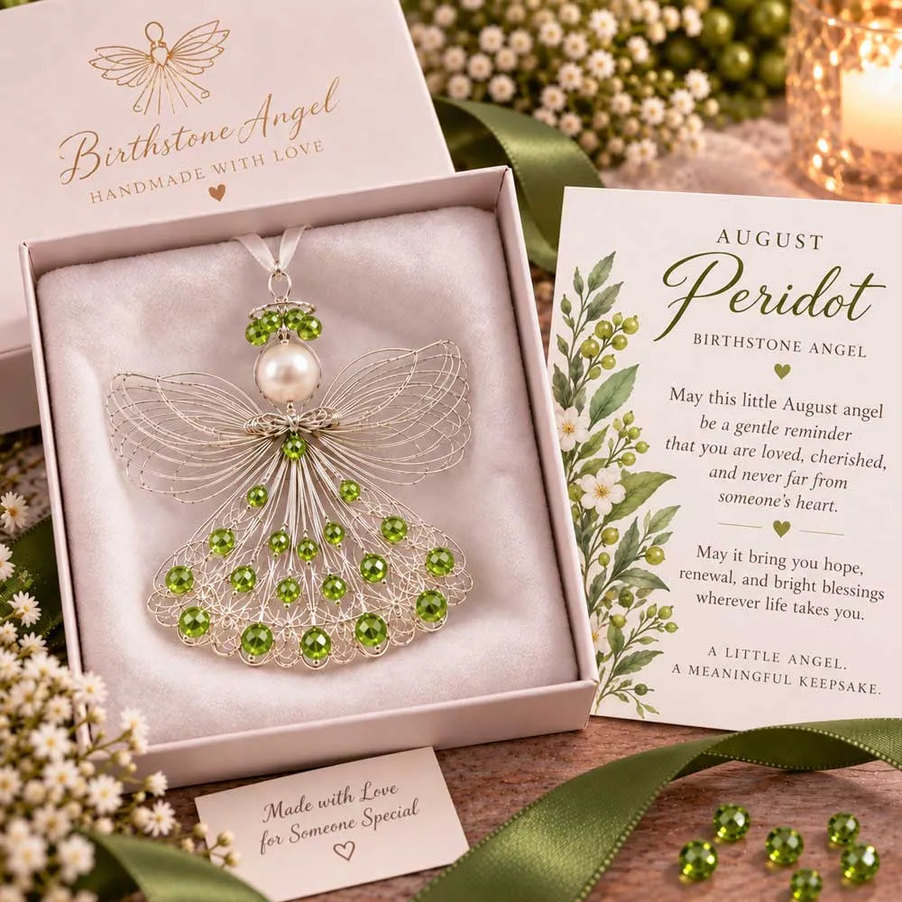 ⏳ ⏳Last Day 50% OFF – 👼Handmade Birthstone Angel Wire Ornament |12 Meaningful Birthstone Colors with Keepsake Card ✨