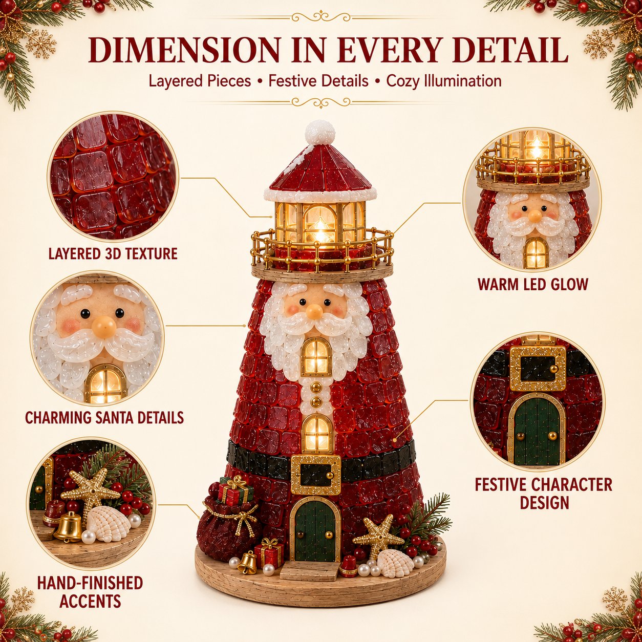 🎅🎅 2026 Christmas Gift 50% Off--🎄Beginner-Friendly DIY Lighted Christmas Character Sea Glass-Style Lighthouse Kit Collection | Complete Kit with Sea Glass-Style Pieces, LED Lights & Step-by-Step Guide Included 💕