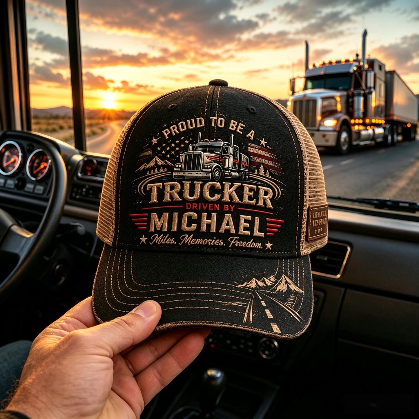 Personalized "Proud To Be A Trucker" Custom Name Mesh Trucker Hat