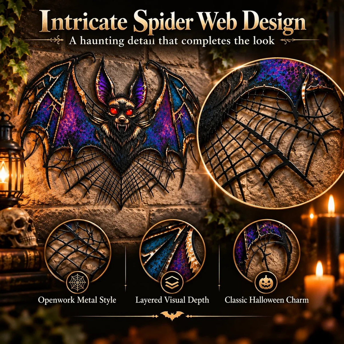 ⏰ LAST DAY 49% OFF - Gothic Vampire Bat Metal Wall Art (📦Buy 2 Free Shipping)