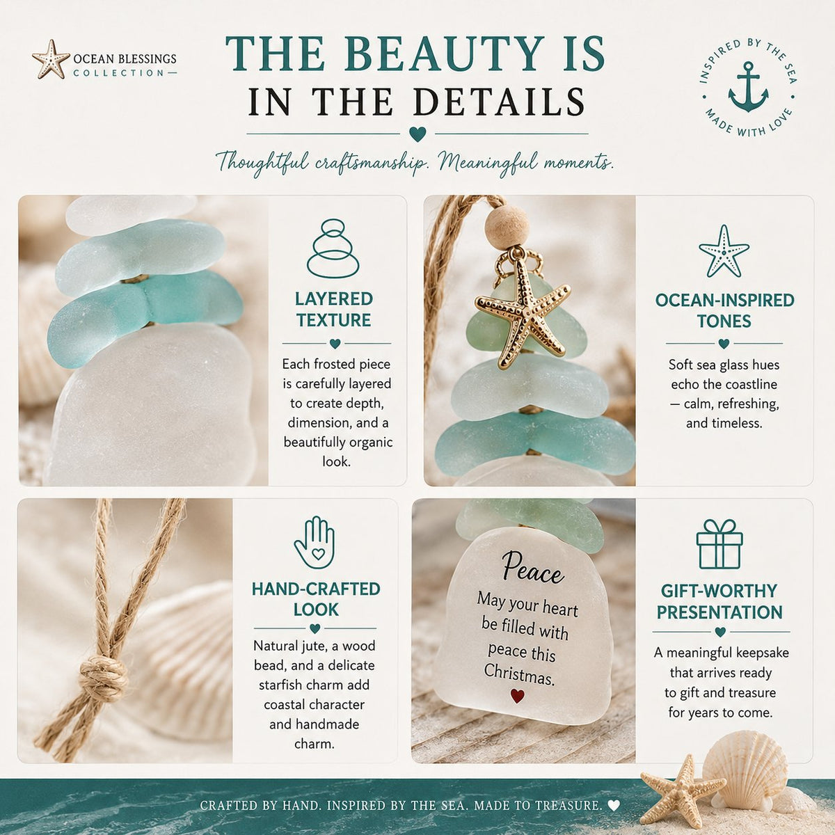 Ocean Blessings Sea Glass Christmas Ornaments