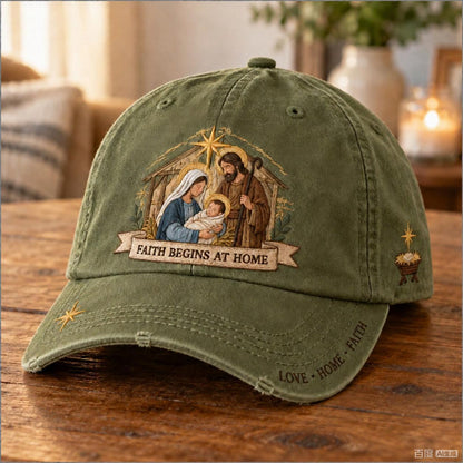 ✝️ ✝️Holy Family Faith Begins At Home Baseball Cap