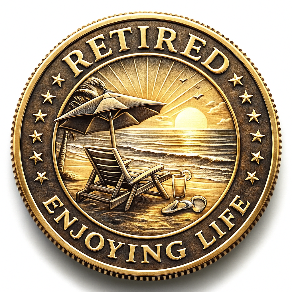 🌅 “Retired & Enjoying Life” Commemorative Coin