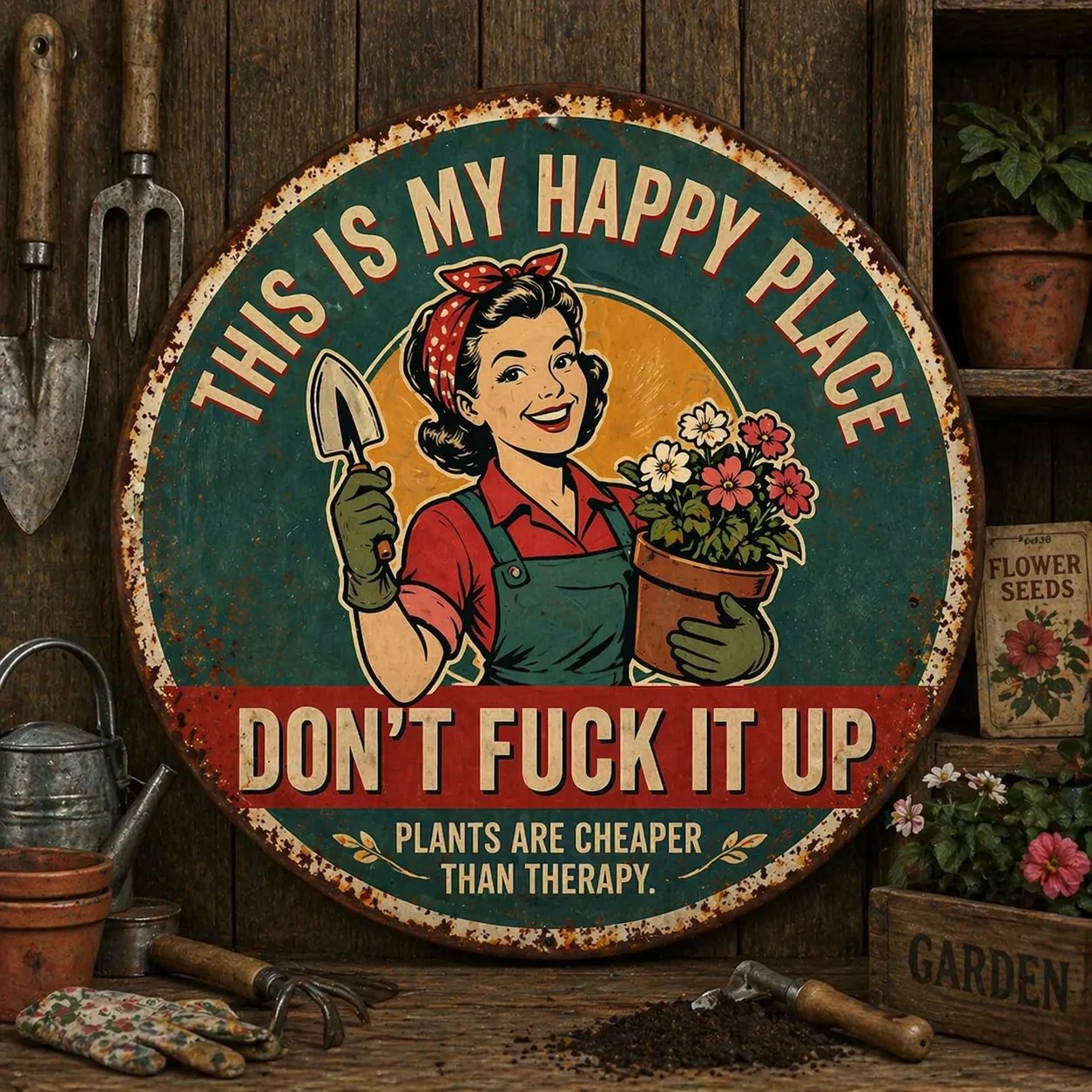 🌿🌿"This Is My Happy Place" Garden Metal Sign
