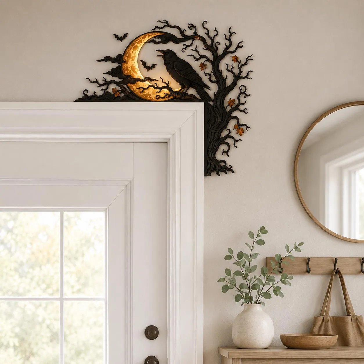 🐦‍⬛🐦‍⬛🌕 Raven Moon Halloween Corner Decor