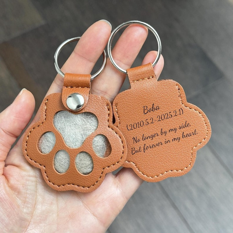 🎁Pet hair memorial charm, Engraved pet loss gift