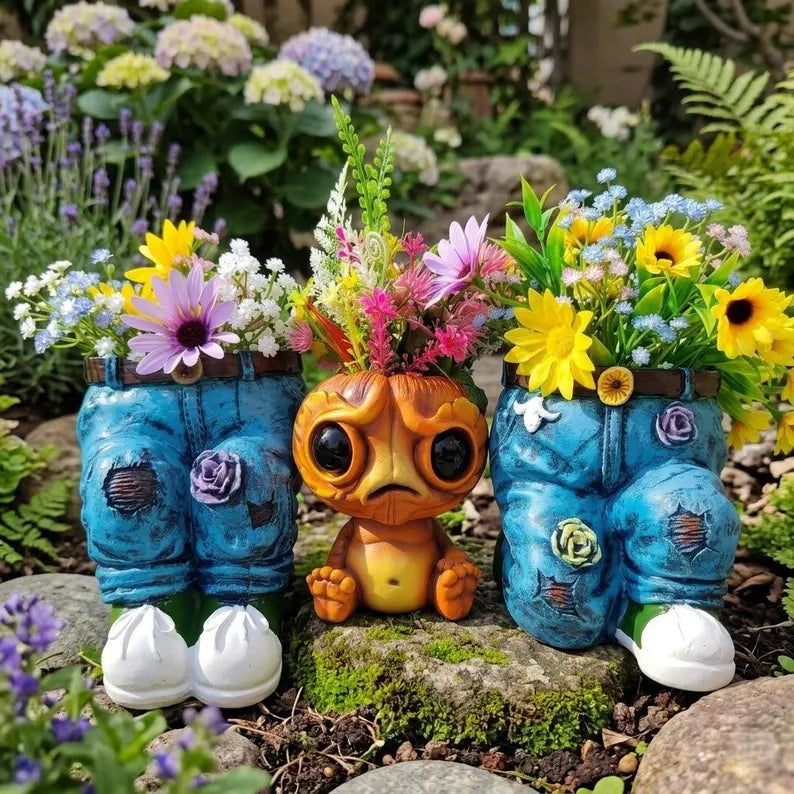 🌸Unique Resin Sitting Planter Cute Animal Flower Pot Succulent Container Decorative Garden Sculpture Indoor Outdoor Pot Gift for Plant Lover