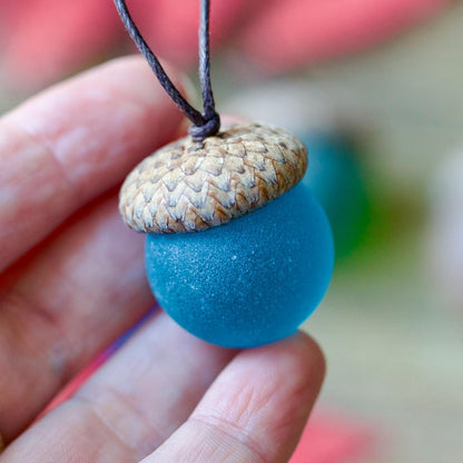 Handmade Sea Glass Acorns: NATURAL Cap Decorative Ornaments
