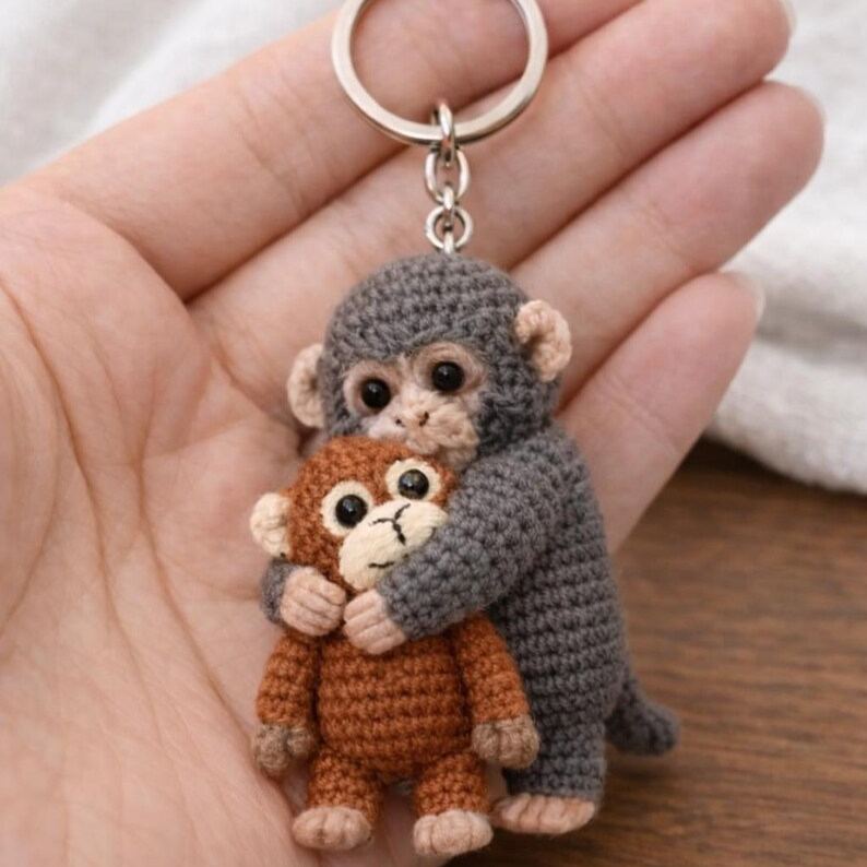💕Crochet Punch Monkey Keychain