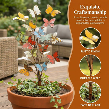 🦋🦋Multicolored Metal Butterfly Garden Stake