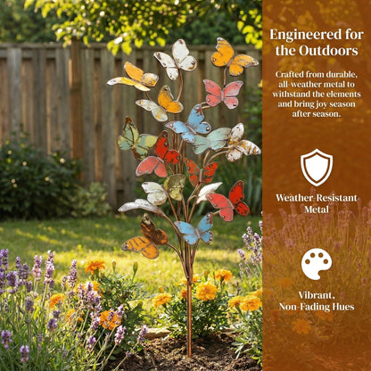 🦋🦋Multicolored Metal Butterfly Garden Stake