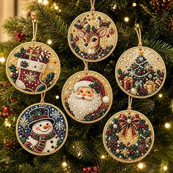 🎄👻 ✨ 60,000+ Sold🏵️6 Pcs Christmas DIY Diamond Painting Ornaments
