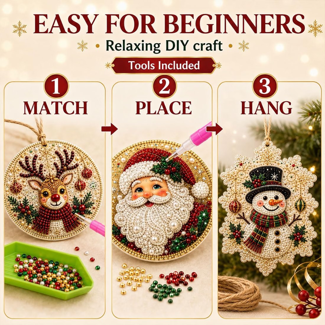 🎄👻 ✨ 60,000+ Sold🏵️6 Pcs Christmas DIY Diamond Painting Ornaments