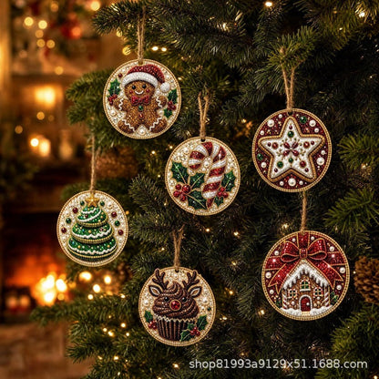 🎄👻 ✨ 60,000+ Sold🏵️6 Pcs Christmas DIY Diamond Painting Ornaments