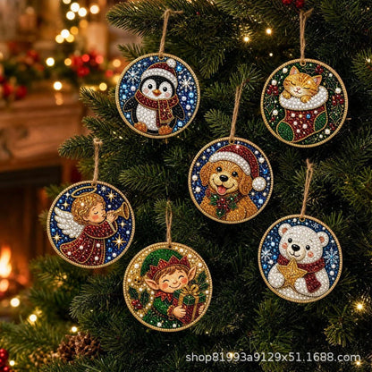 🎄👻 ✨ 60,000+ Sold🏵️6 Pcs Christmas DIY Diamond Painting Ornaments