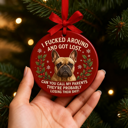 Funny French Bulldog Christmas Ornament