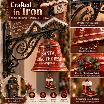 🎅 2026 Christmas Gift 50% Off--🎅🎅 Santa, Ring the Bell! Iron Christmas Door Bell — Vintage Holiday Porch & Entryway Decor