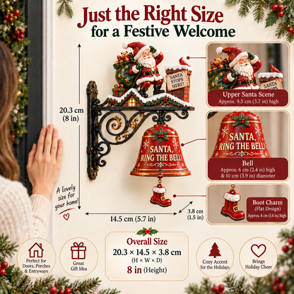 🎅 2026 Christmas Gift 50% Off--🎅🎅 Santa, Ring the Bell! Iron Christmas Door Bell — Vintage Holiday Porch & Entryway Decor
