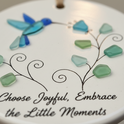 Hummingbird Sea Glass Ceramic Ornament