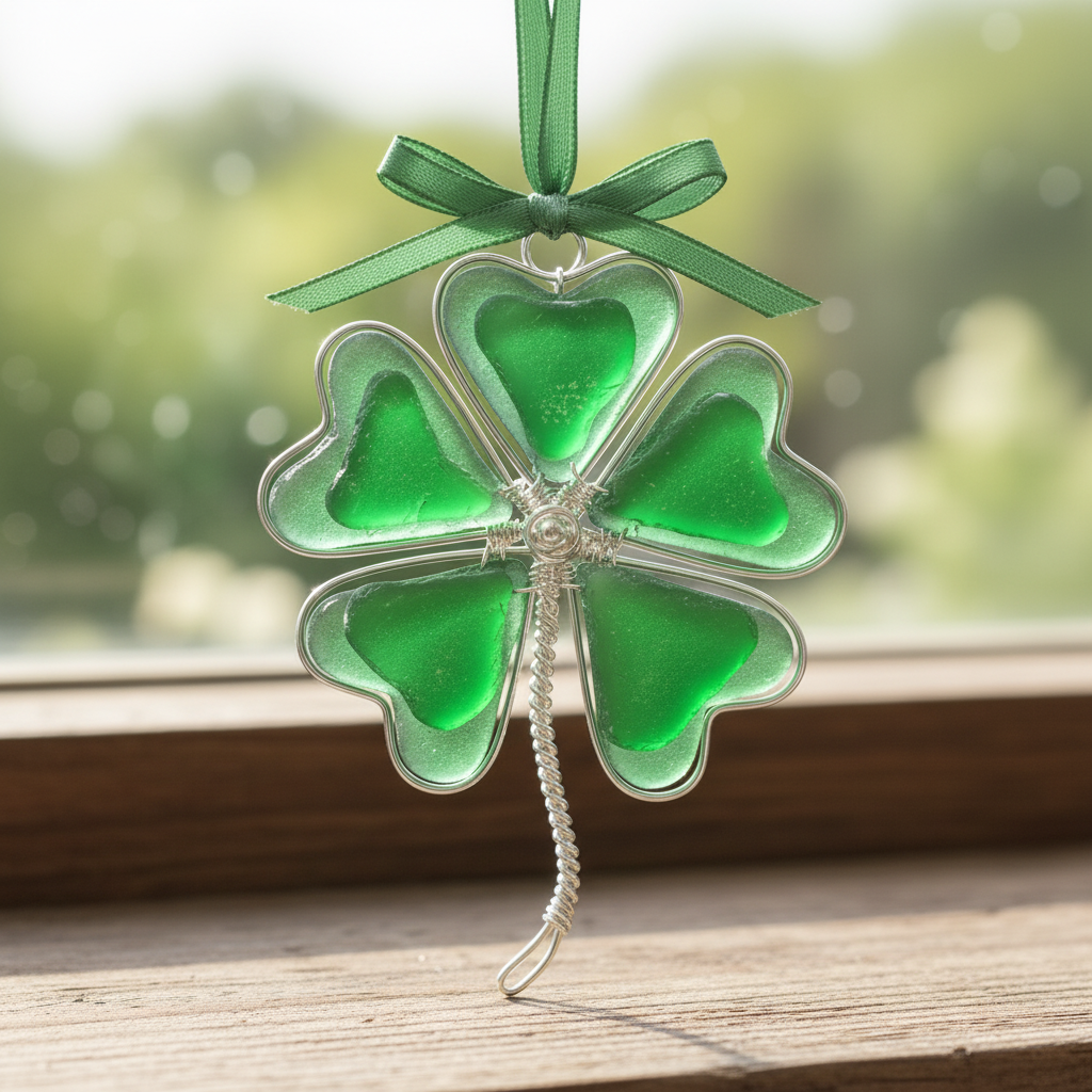 Sea Glass Five-Leaf Clover Ornament