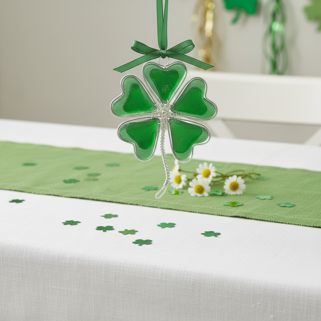 Sea Glass Five-Leaf Clover Ornament